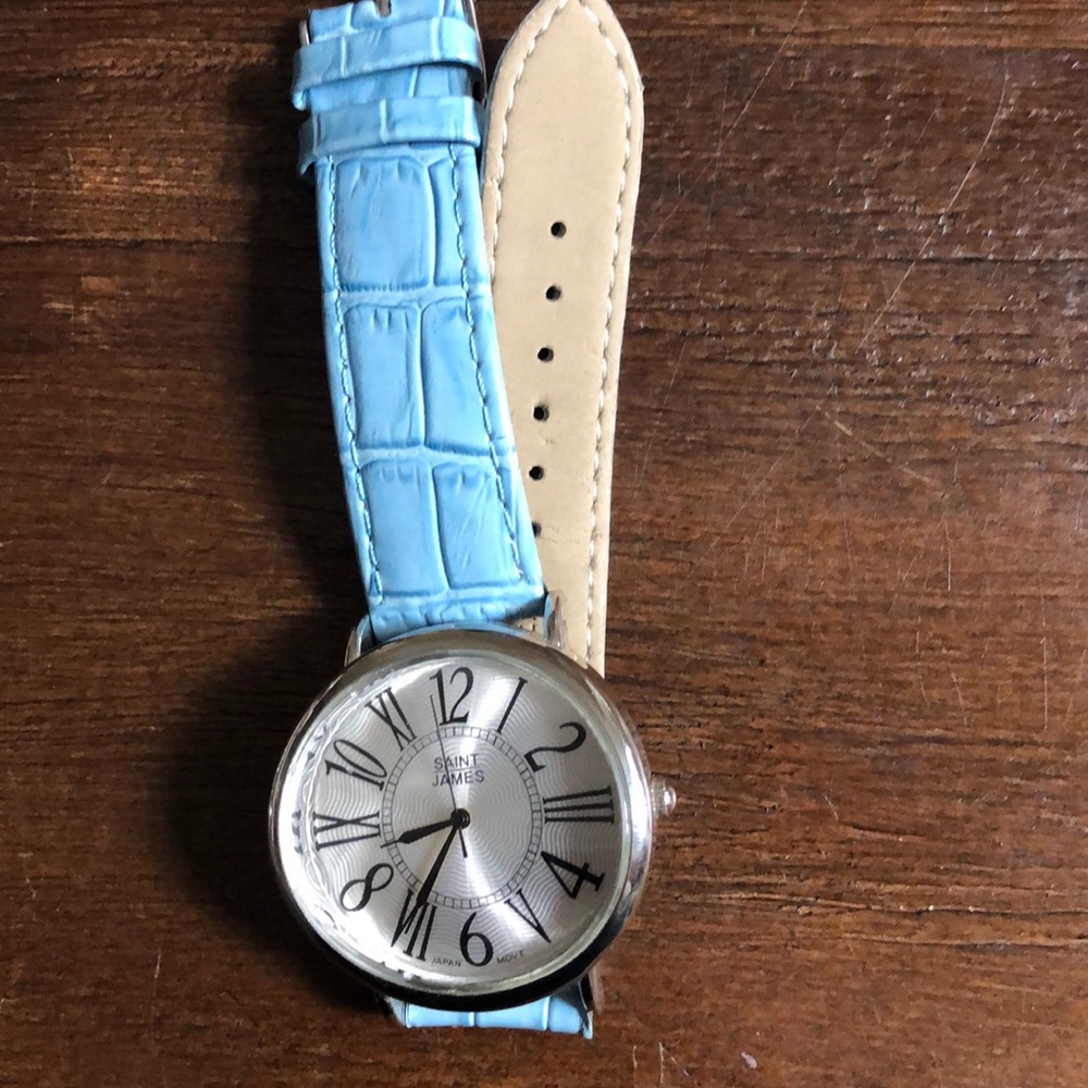 Saint James Watch with leather blue band